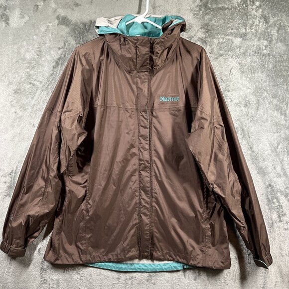 Marmot PreCip Jacket Womens XL Brown Windbreaker Waterproof Breathable Windproof - Picture 1 of 14